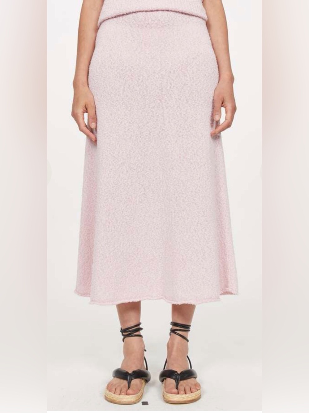 Rodebjer Flora Knit Bouclé Maxi Skirt Pink Melange Size L